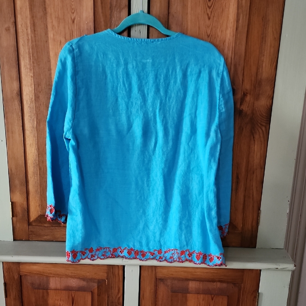 J Crew Embroidered Blue Women's Top - Picture 4 of 7